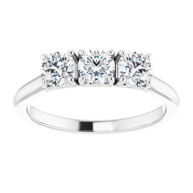 0.75 ct. Prong Set Round Cut Diamond 3 Stone Wedding Band-VIRABYANI